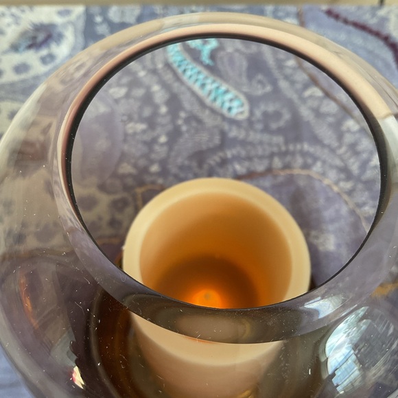 Anthro Ombre Glass Cloche Hurricane Candle Holder Blush Amber - Picture 9 of 16